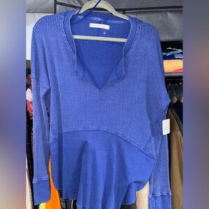 #618 NWT We The Free Royal Blue Waffel Knit  Top